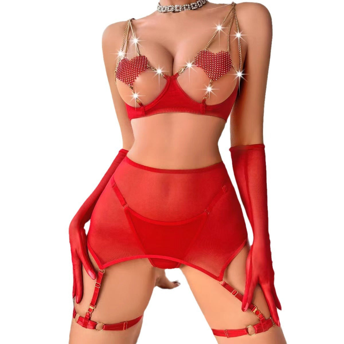 Queen of Hearts Chained Garter Skirt Set