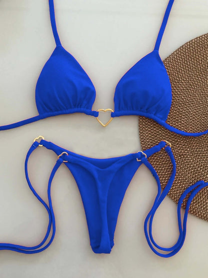 Heart Of Gold Bikini Suit Low Waist Lace-up