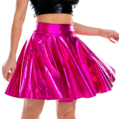 Pleated Metallic Skirt