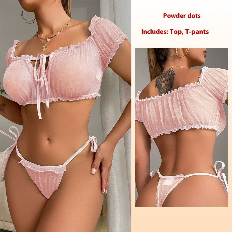 Off Shoulder Illusion Mesh Sets