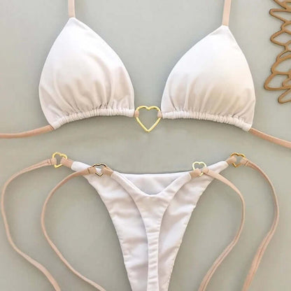 Heart Of Gold Bikini Suit Low Waist Lace-up
