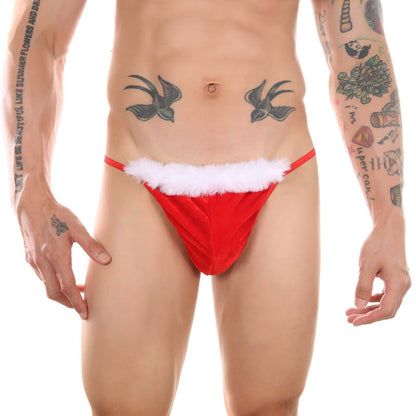 Men's Christmas Spoof T-shaped Panties Plush Cloth