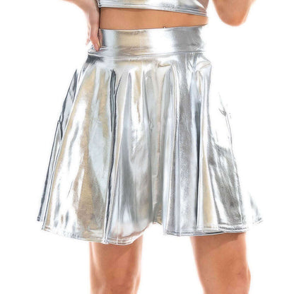 Pleated Metallic Skirt
