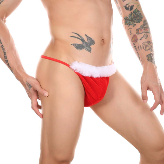 Men's Christmas Spoof T-shaped Panties Plush Cloth