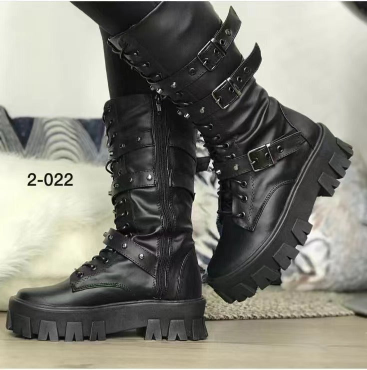 Combat Style Mid Calf Festival Boots