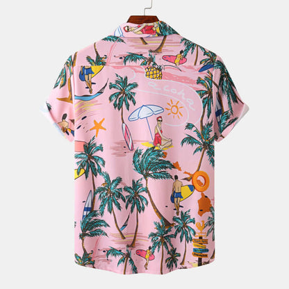 Vintage Beach Floral Casual Button Down