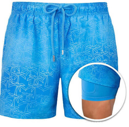 Patterned Double Layer Swim Shorts