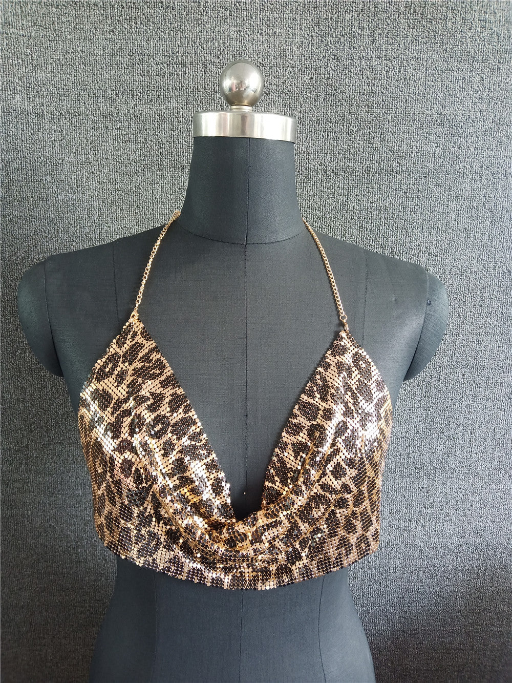 Mini Sequin Strap Chain Top