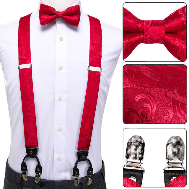 Silk Suspender Set with Cufflinks, Pocket Square and Bowtie