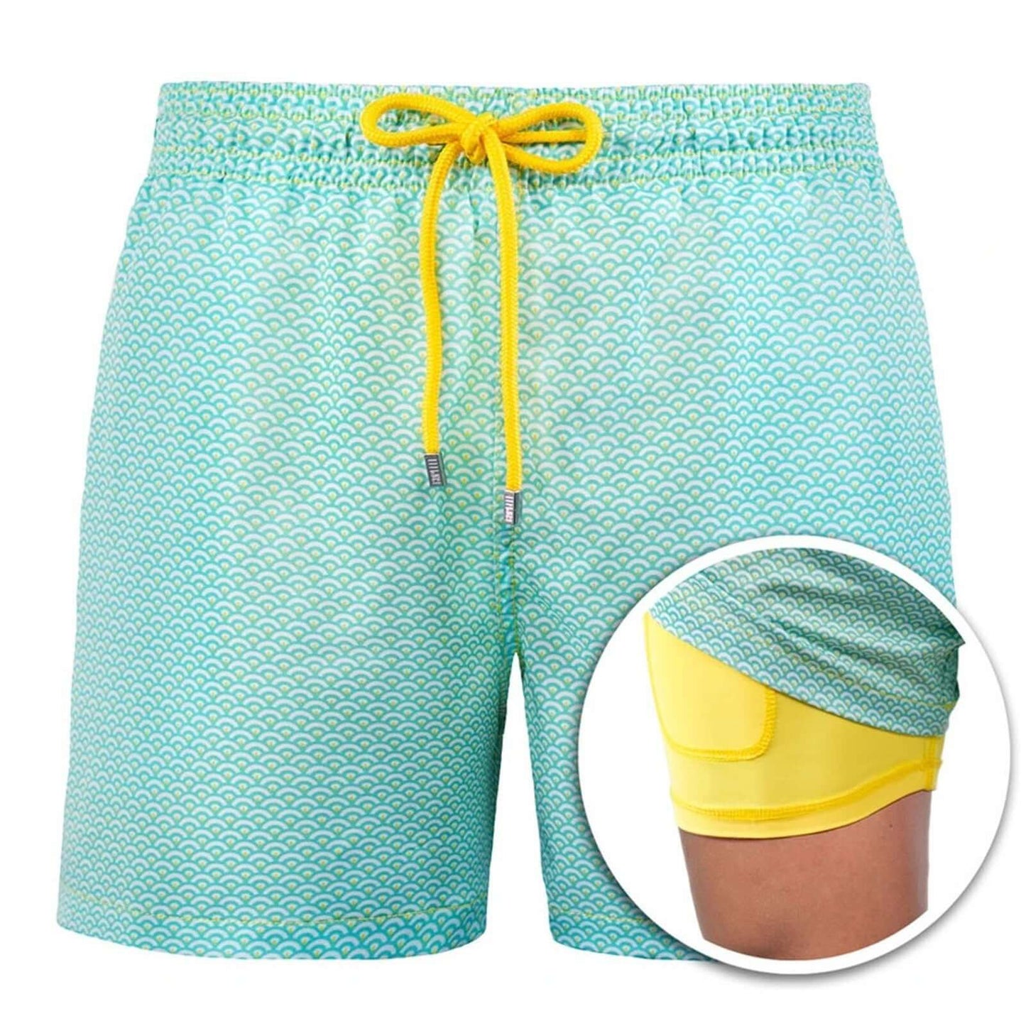 Patterned Double Layer Swim Shorts