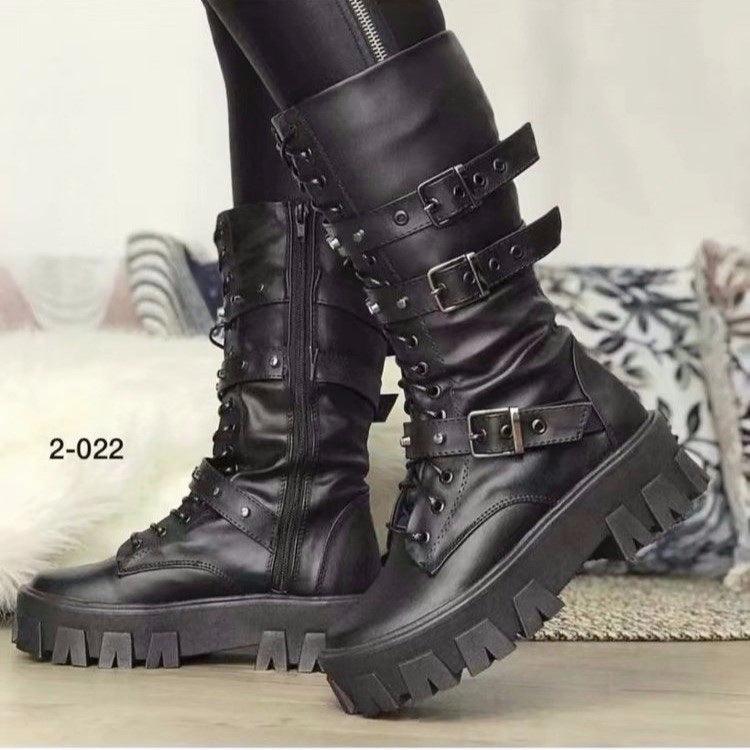 Combat Style Mid Calf Festival Boots