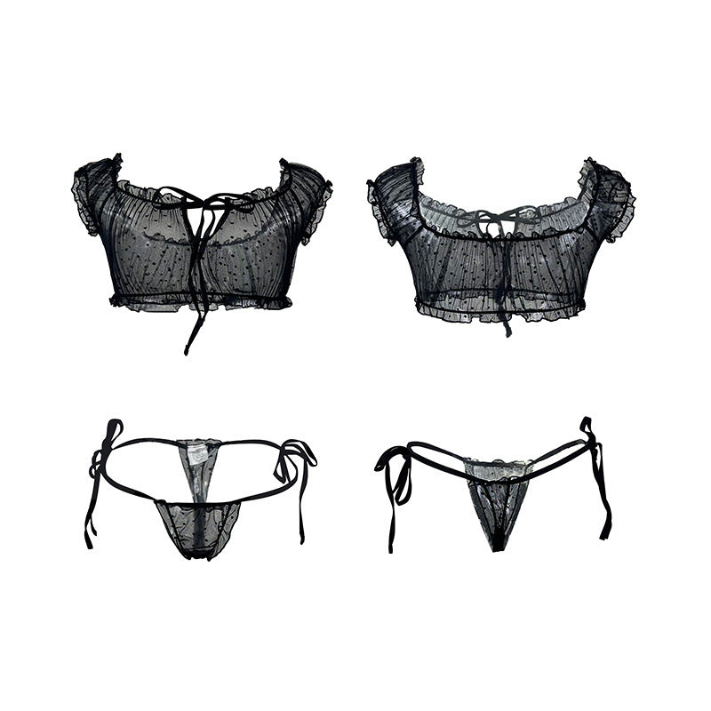 Off Shoulder Illusion Mesh Sets