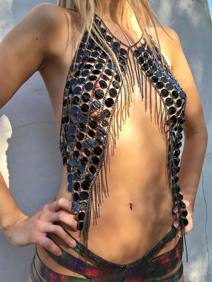 Sequin Body Chain Top
