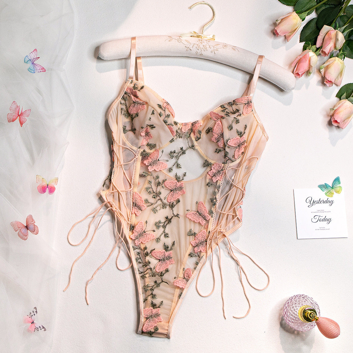 Embroidered Butterfly Fantasies Bodysuit