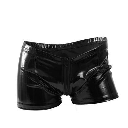PU Zip Front Leather Shorts
