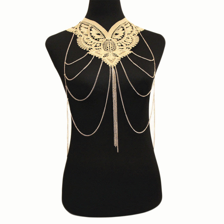 Golden Laced Collar Body Chain