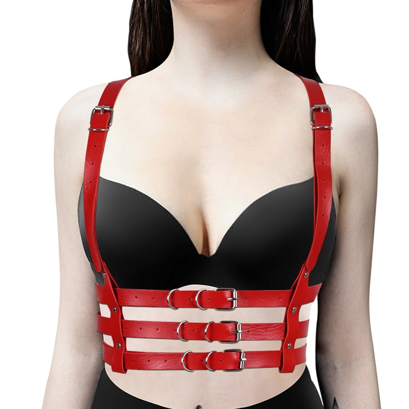 Red Leather Chest Harness