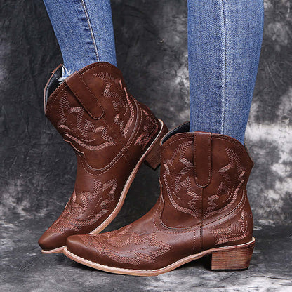Wedge Heel Cowgirl Boots