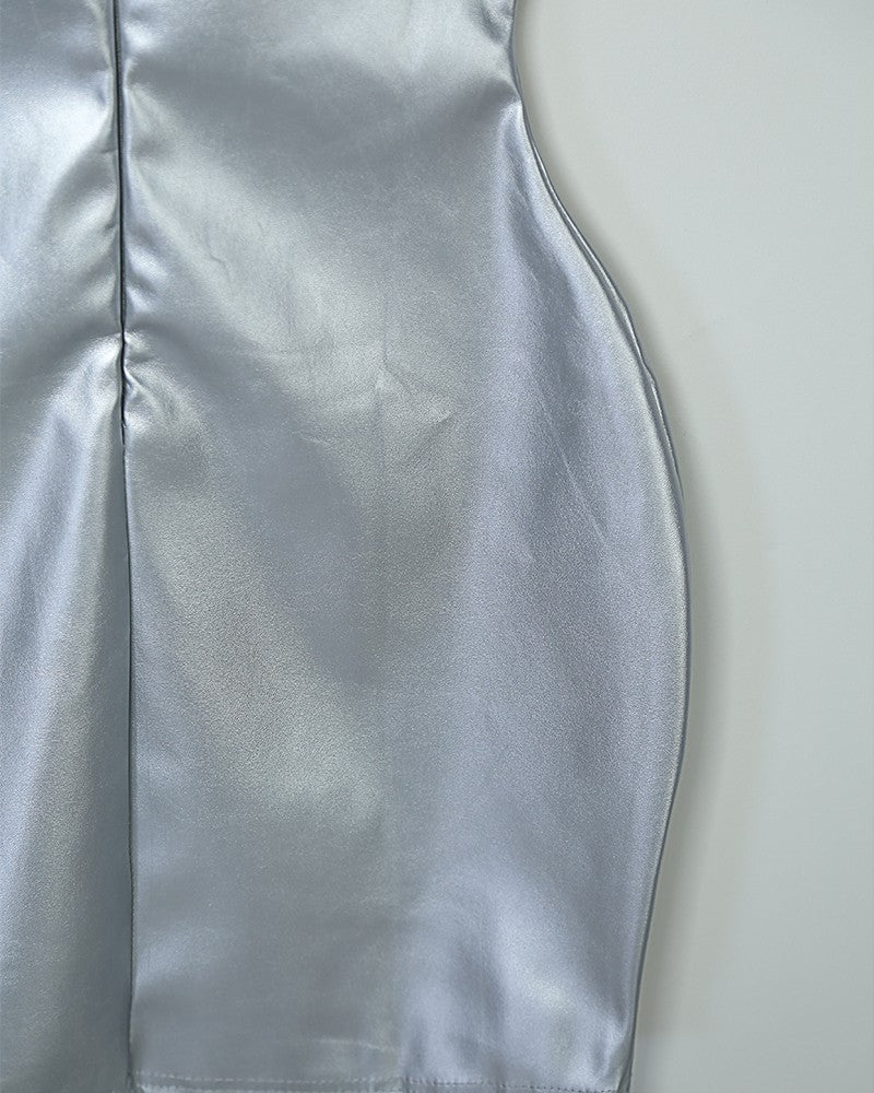 Patent Leather Metallic Dress