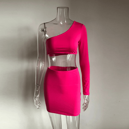 Single Sleeve  Neon Crop Dress