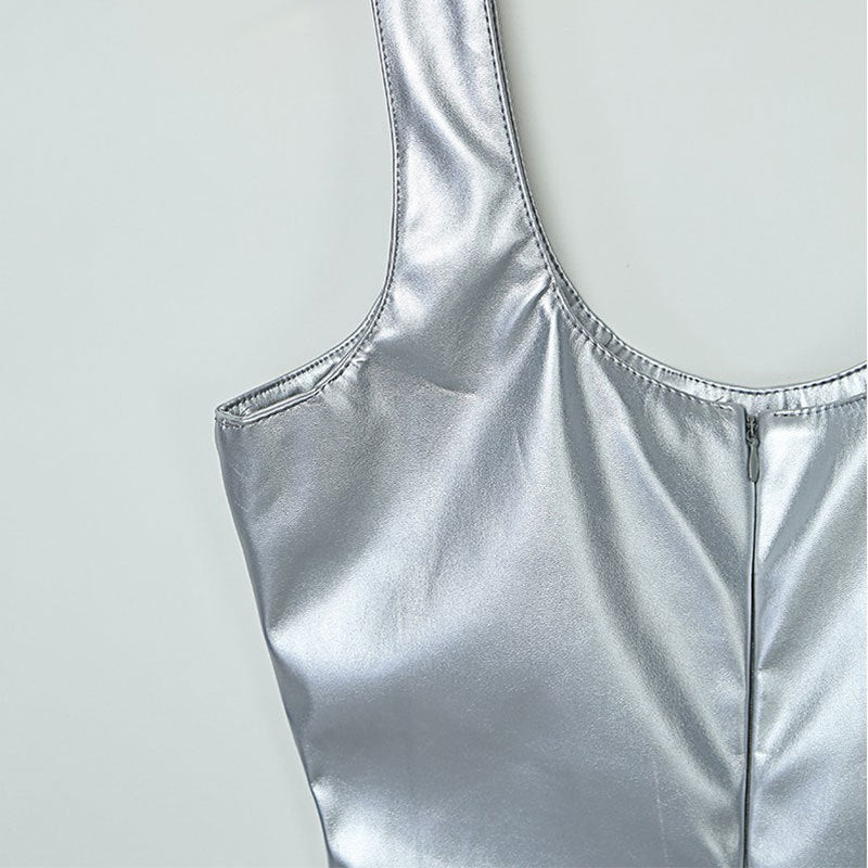 Patent Leather Metallic Dress