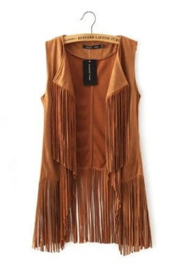 Sleeveless Tassels Fringed Cardigan Vest