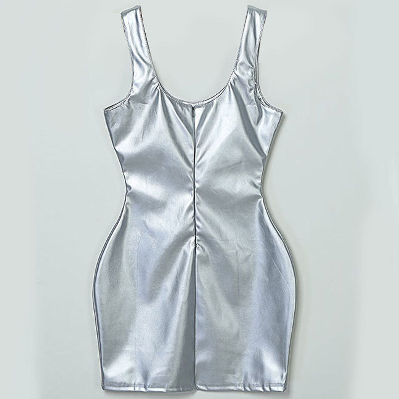 Patent Leather Metallic Dress