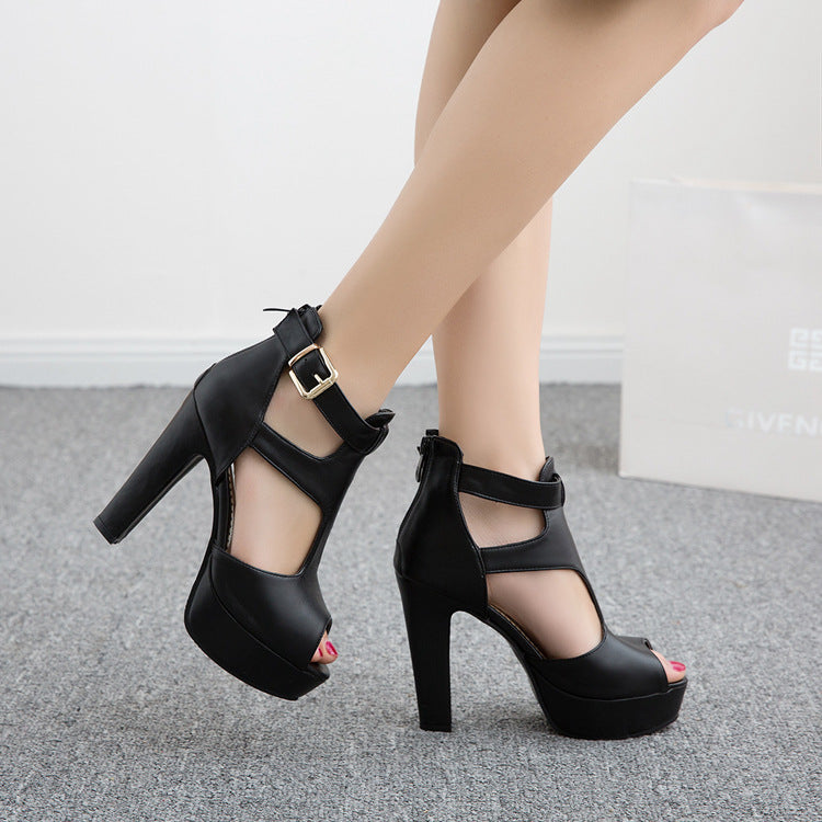 Buckle Top Roman Heels