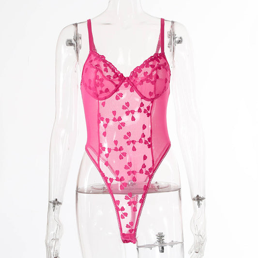 Bright Pink Embroidered Lingerie