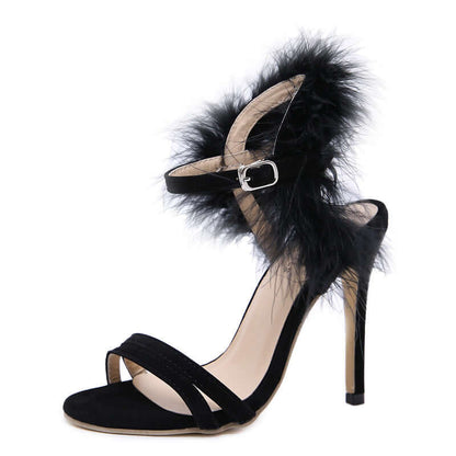 Furry Back High Heels