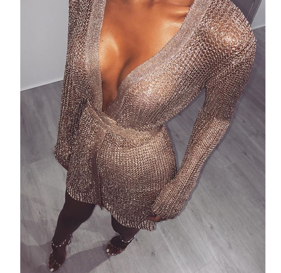 Metallic Cardigan Dress