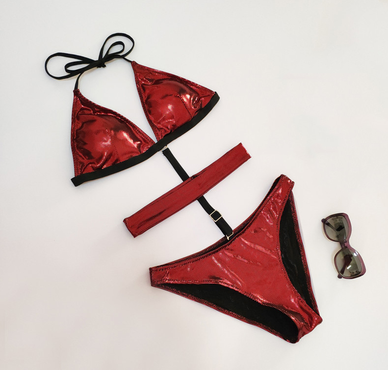 Metallic Red Backless One-peice