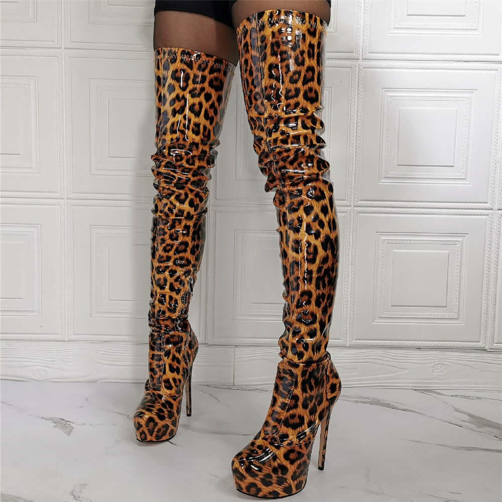 Leopard Thigh High Heels