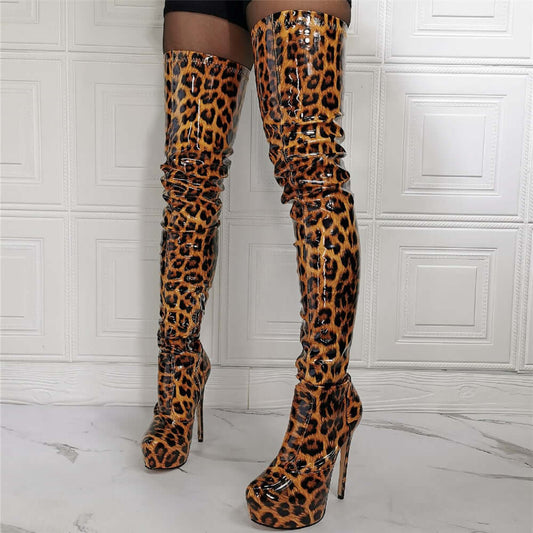 Leopard Thigh High Heels