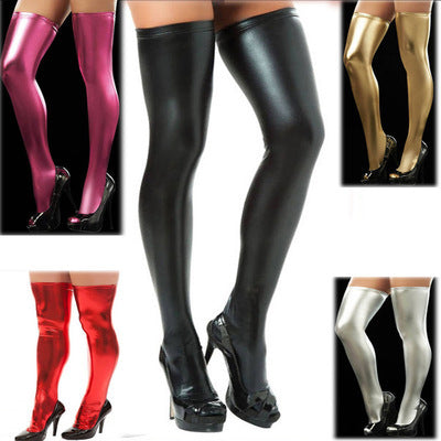 Thigh High Faux Leather Stockings