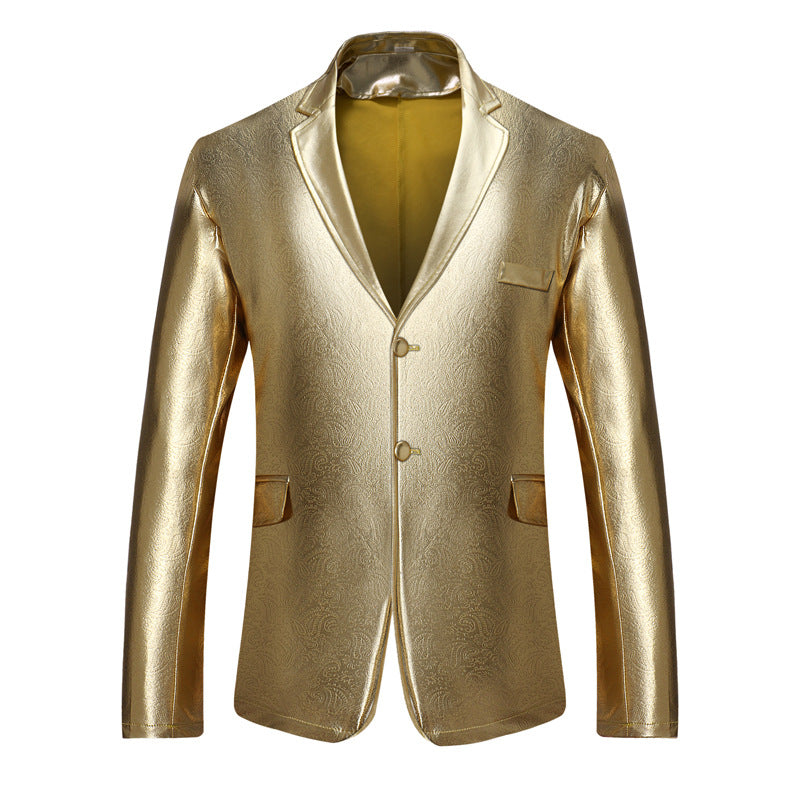 Men's Solid Two Button Suit Jacket - Metallic