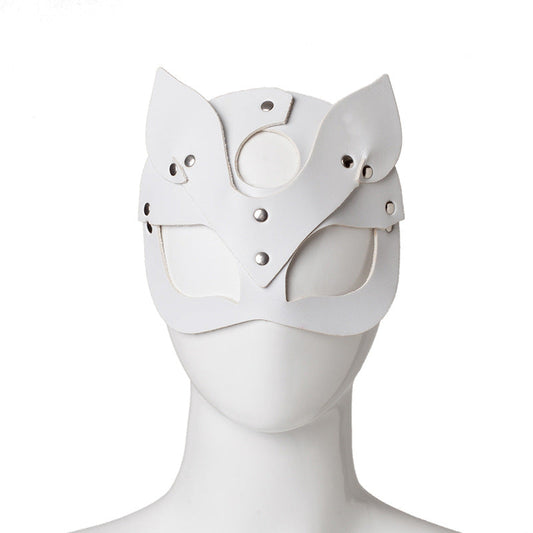 White Leather Rivet Mask