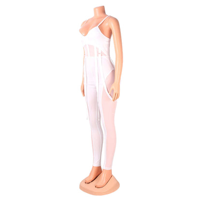 Mesh See-Through Sexy Suspender Jumpsuit