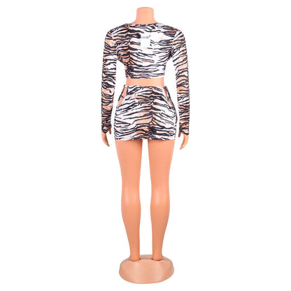 Tiger Print Skirt Suit