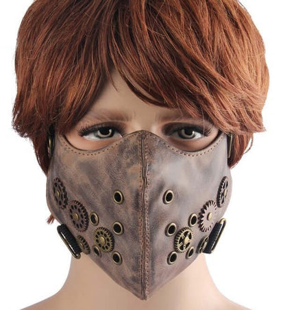 Punk Leather Mask With Jewelry