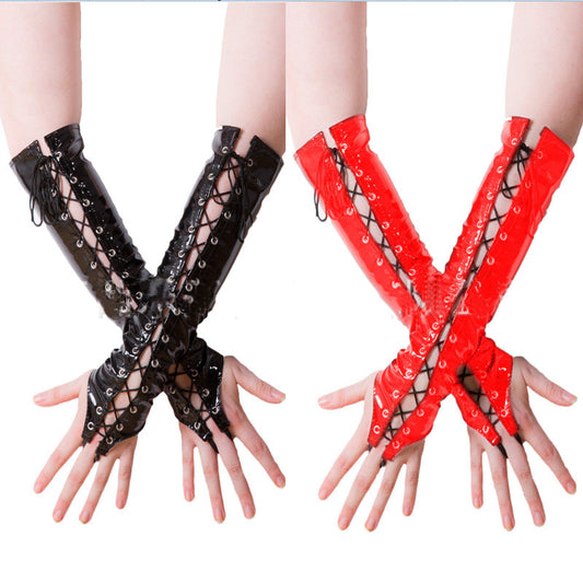 Long Faux Leather Gloves