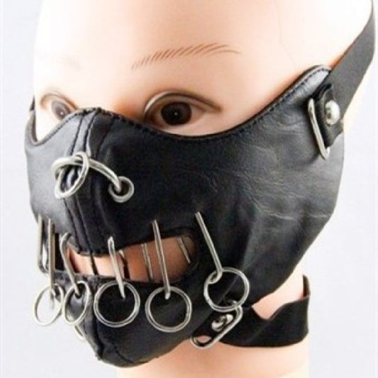 Punk Leather Mask With Jewelry