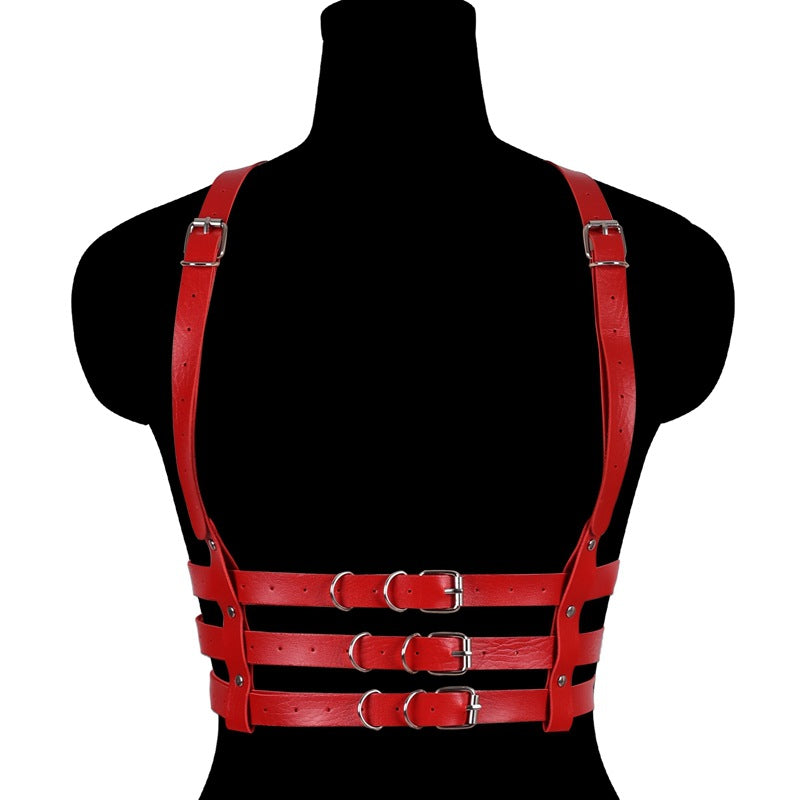 Red Leather Chest Harness