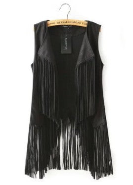 Sleeveless Tassels Fringed Cardigan Vest