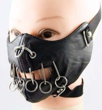 Punk Leather Mask With Jewelry