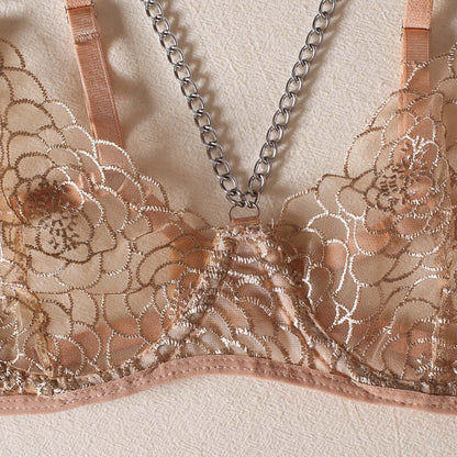 Laced Apricot Four Piece Lingerie Set