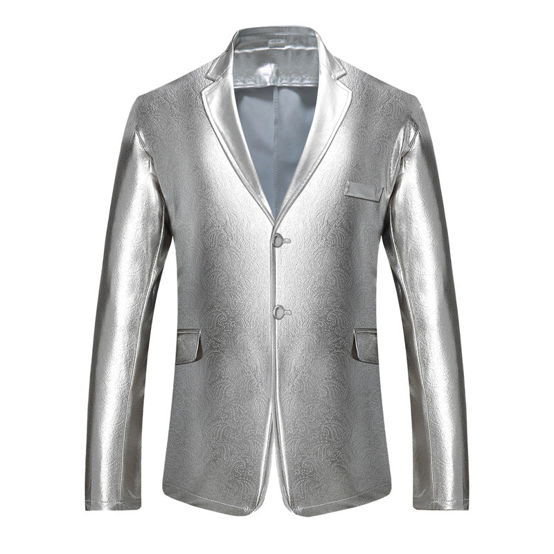 Men's Solid Two Button Suit Jacket - Metallic