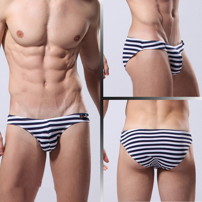 Men's Low Waist Sexy Fashion Striped Briefs