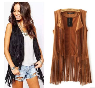 Sleeveless Tassels Fringed Cardigan Vest