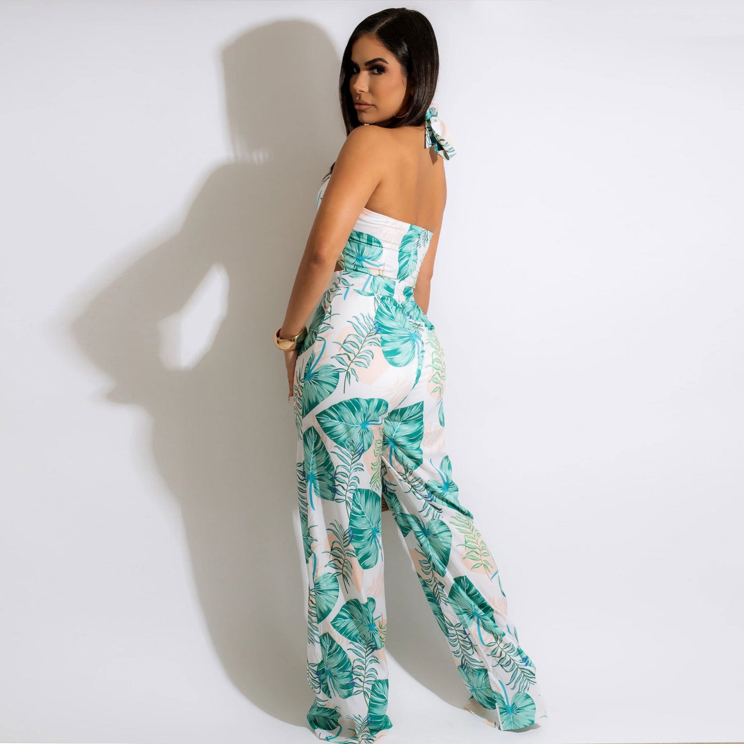 Tropical Chest Wrap Jumpsuit